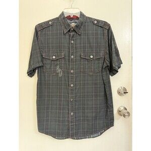 Vintage Harley Davidson Shirt Men’s Gray Biker Work Shop Button Up Shirt -Medium